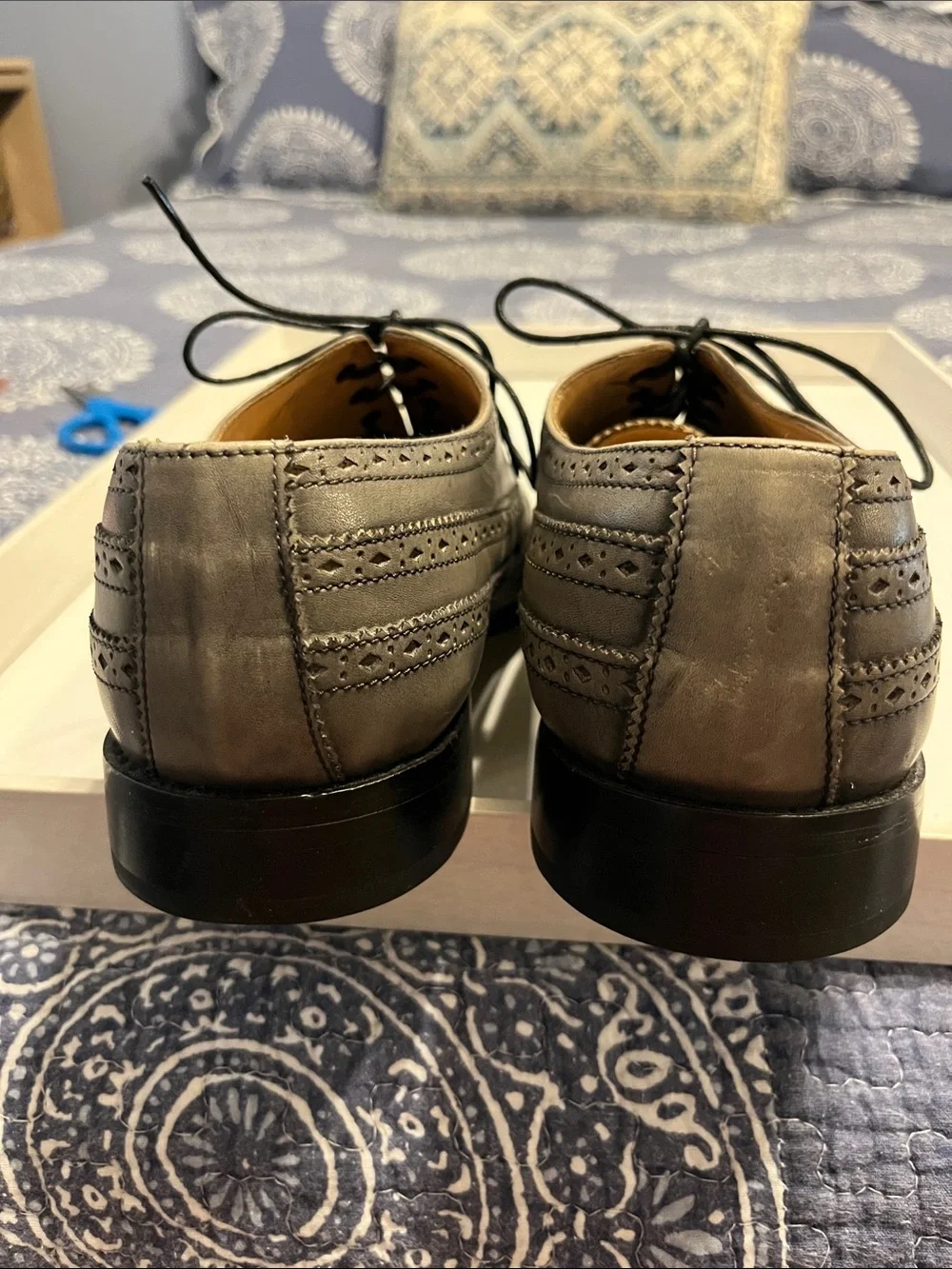 Ben Sherman Gray Leather Wingtip Derbys
